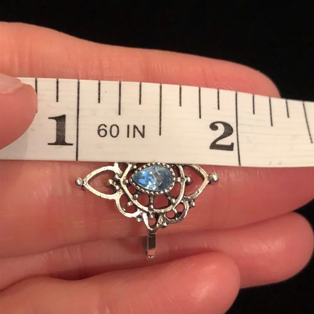 Silver Tone Blue Faux Gemstone Ring